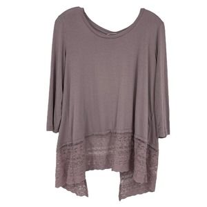 LOGO LORI GOLDSTEIN Open Back Top Dusty Purple Long Sleeve Stretch Women M